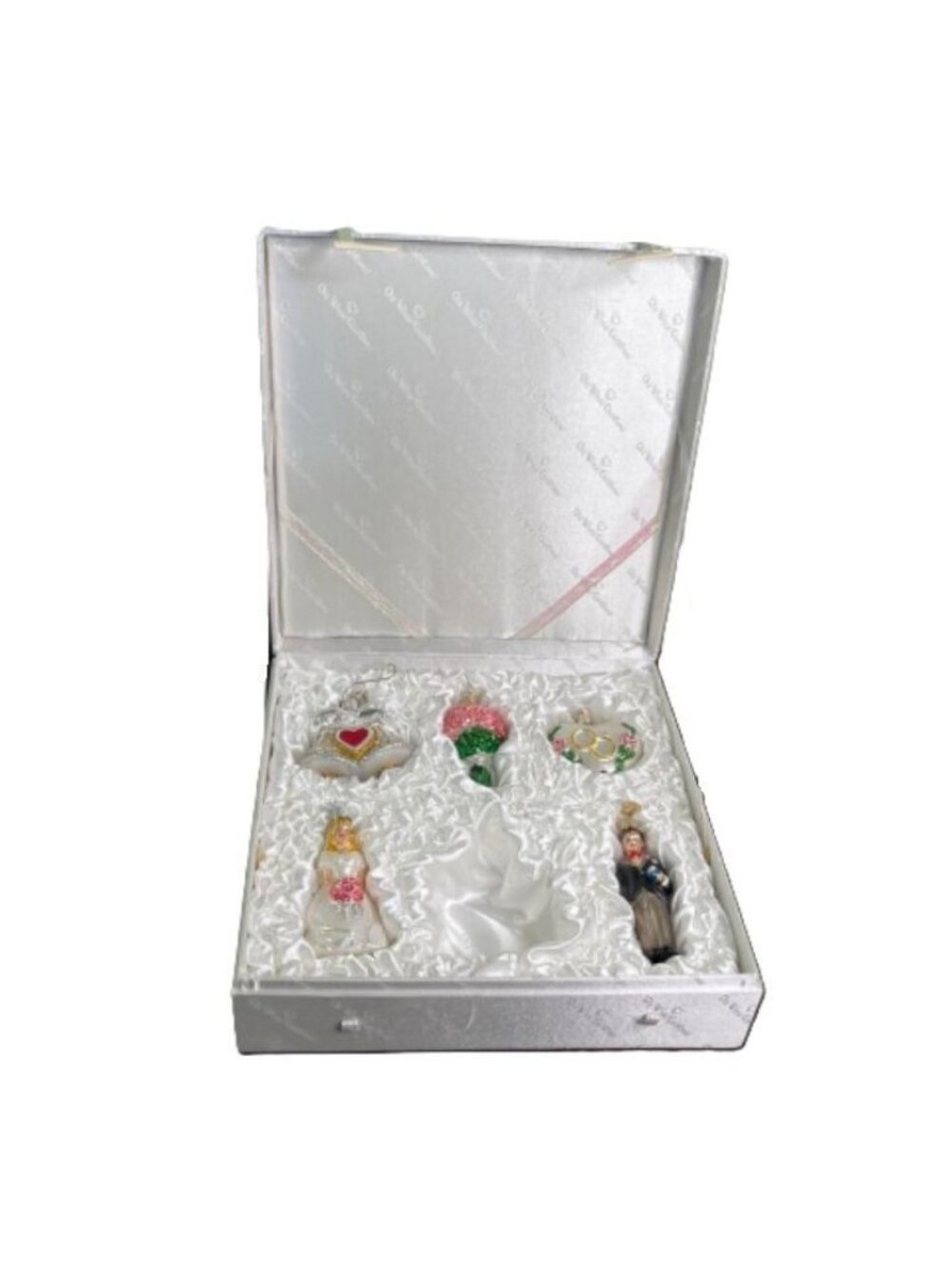 Old World Christmas Wedding Ornaments w/ Satin Box No Chapel Vintage